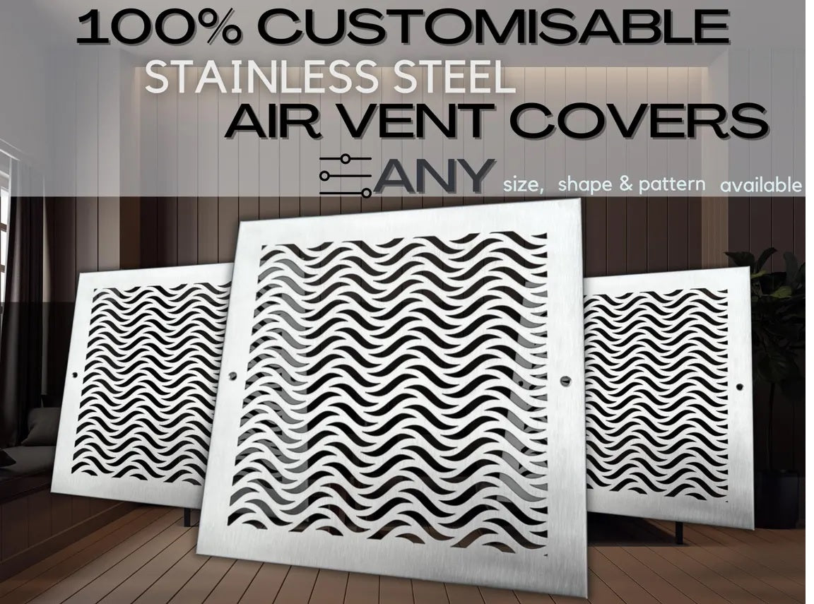 Fully customized STAINLESS STEEL Air Grilles 1mm thick flat (without rear frame)