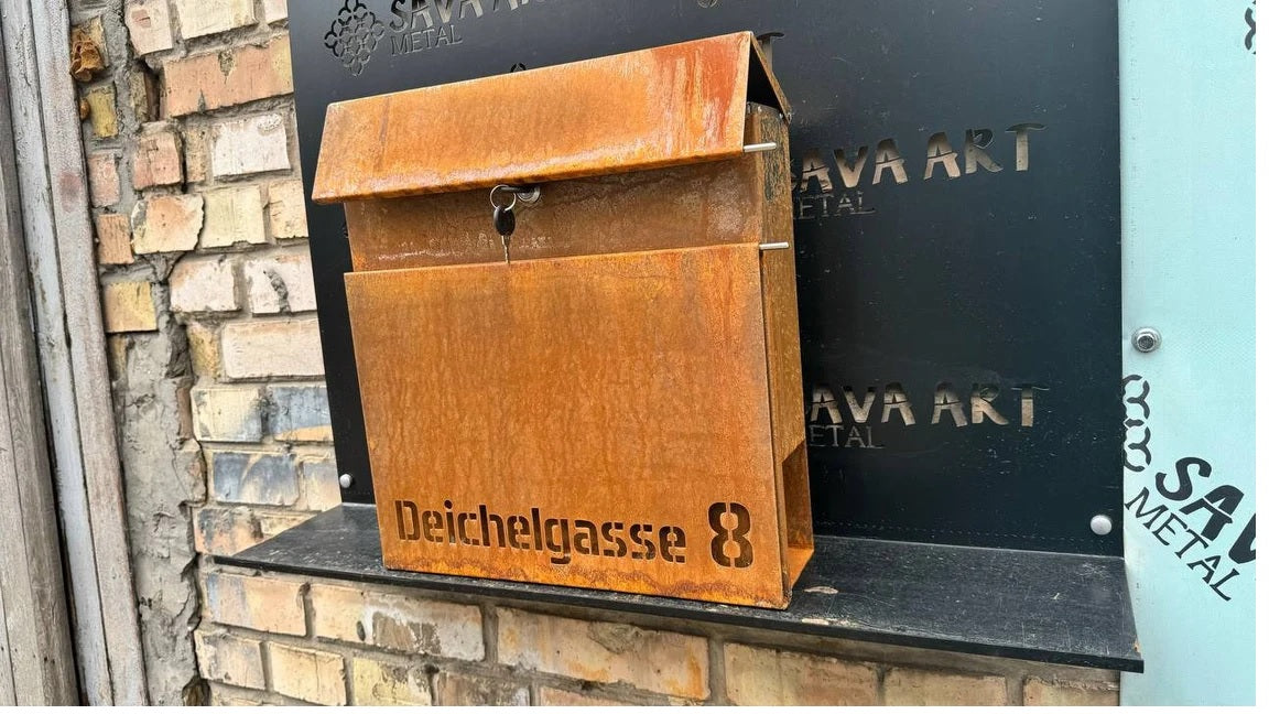 Bespoke Custom-Built Wall mount Corten steel mailbox
