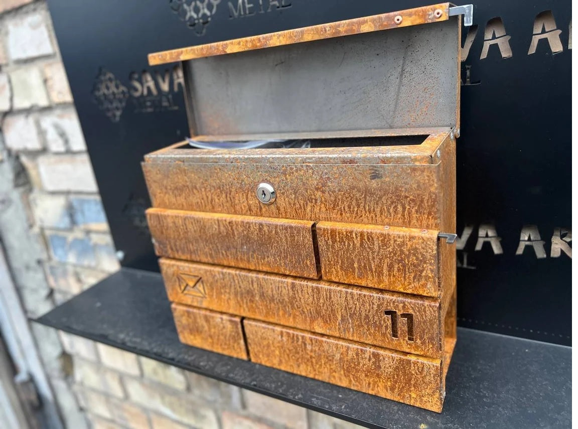 Custom Wall mount Corten steel mailbox