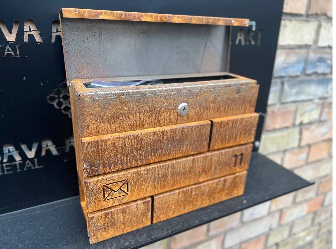 Custom Wall mount Corten steel mailbox