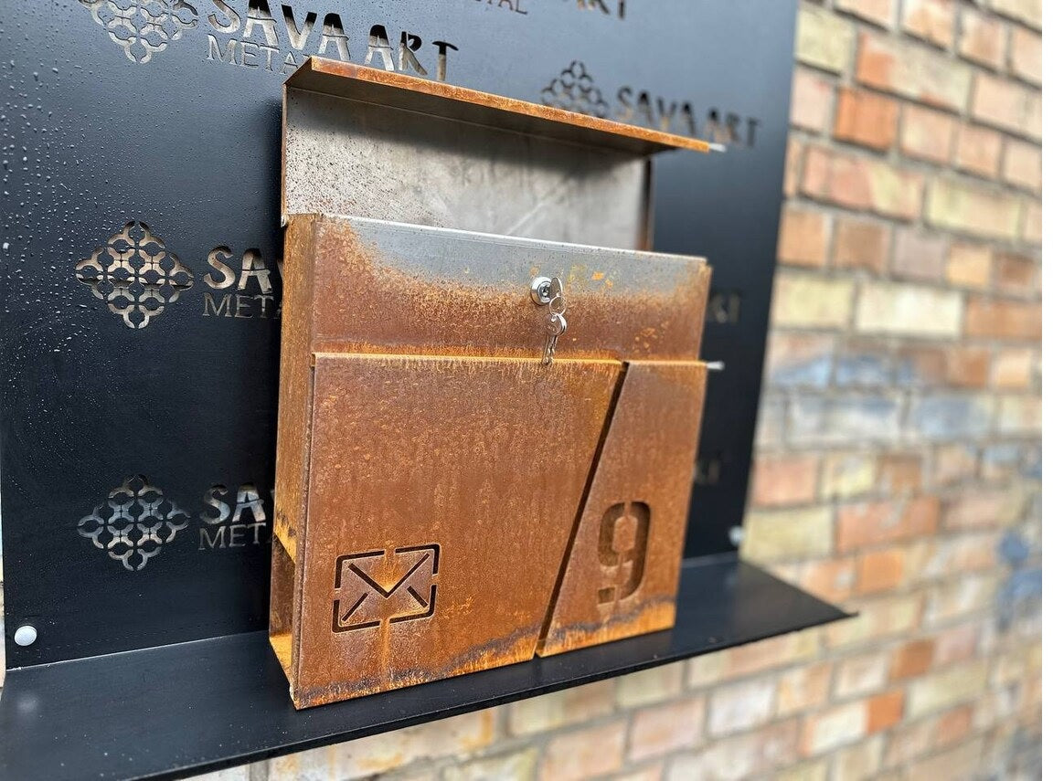Custom Wall mount Corten steel mailbox
