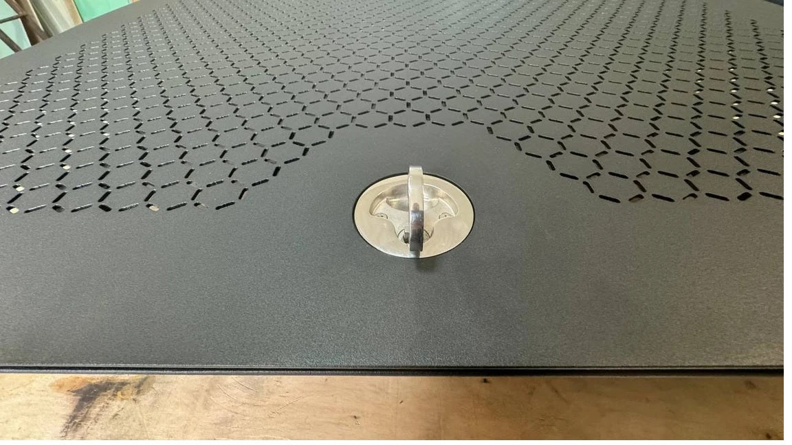 Bespoke Ventilated Steel Floor Hatch with Custom Lasercut Pattern - Made-to-Measure Steel Floor Access Door