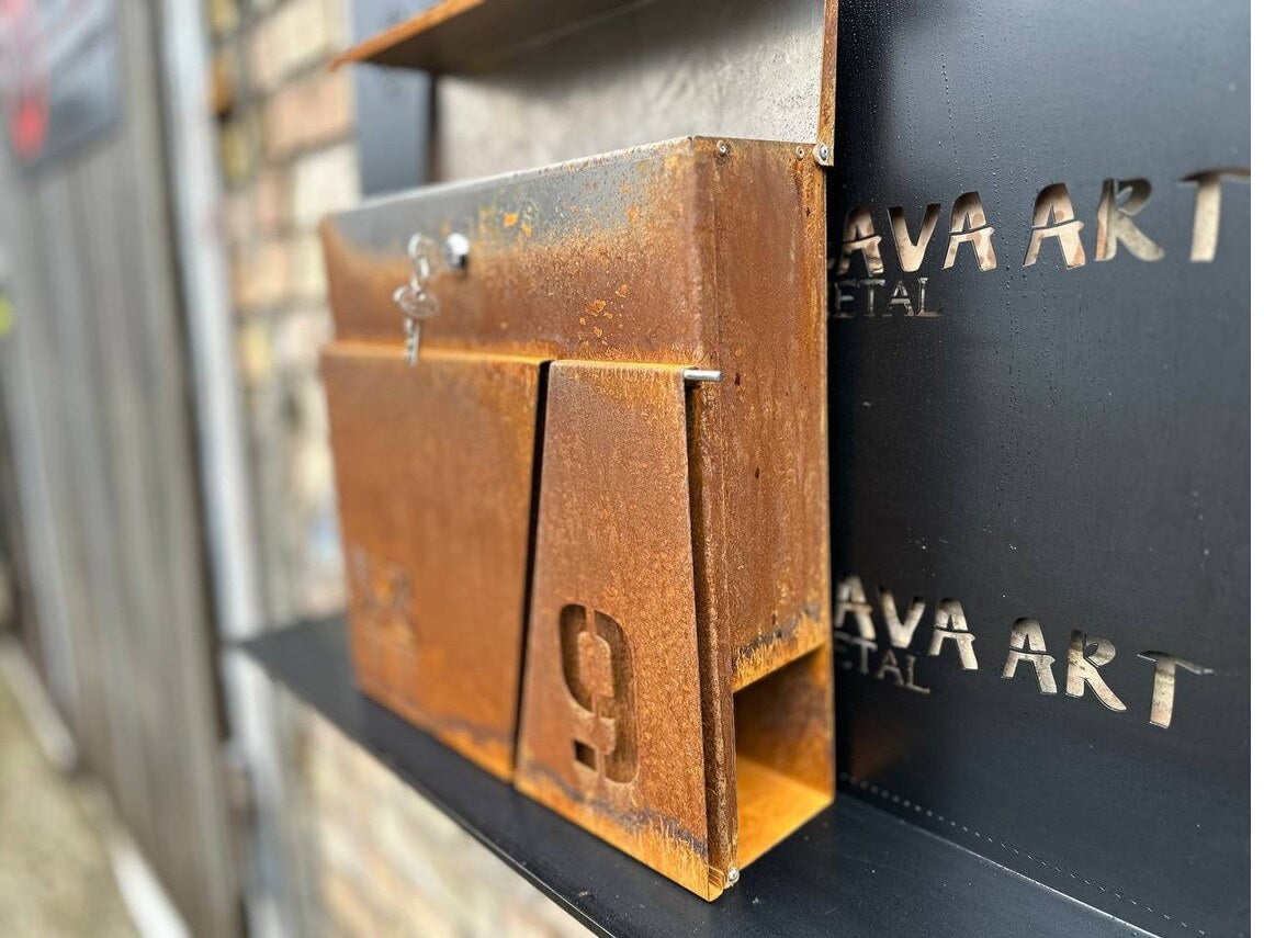 Custom Wall mount Corten steel mailbox